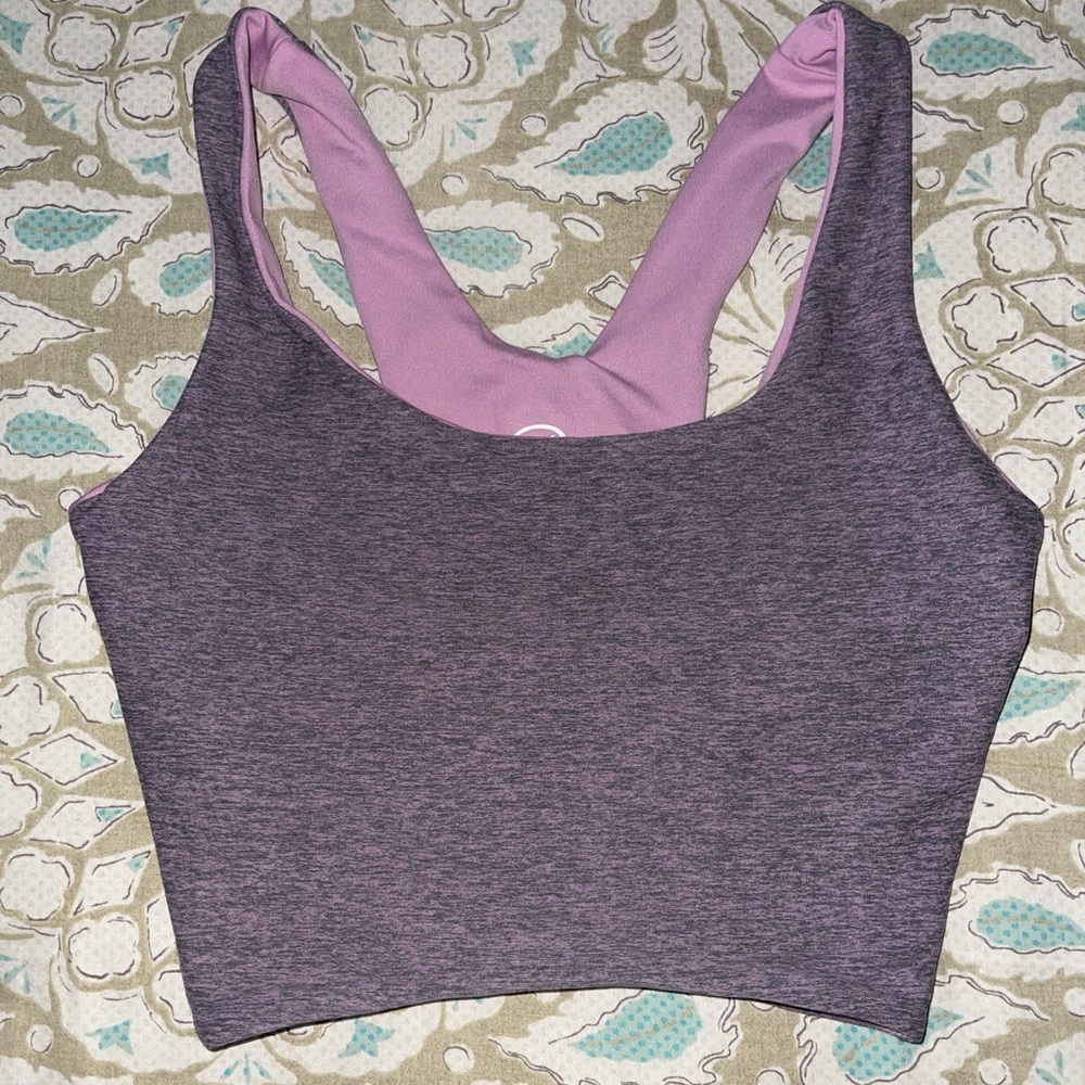 Bombshell Sportswear Reversible Long Tank Bra in Lilac/Orchid